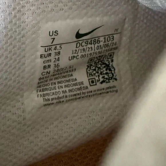 Nike Air Force 1 White and Flax Sneakers - Picture 9 of 9